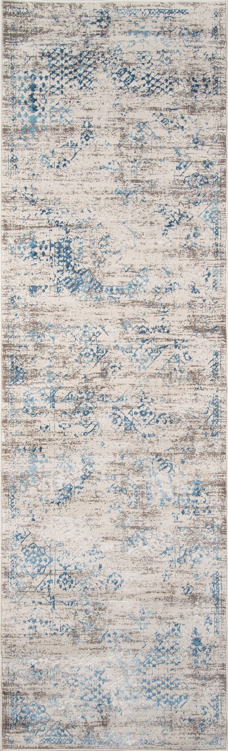 Juliet Blue Distressed Design Runner Rug - Modern Rug Importers