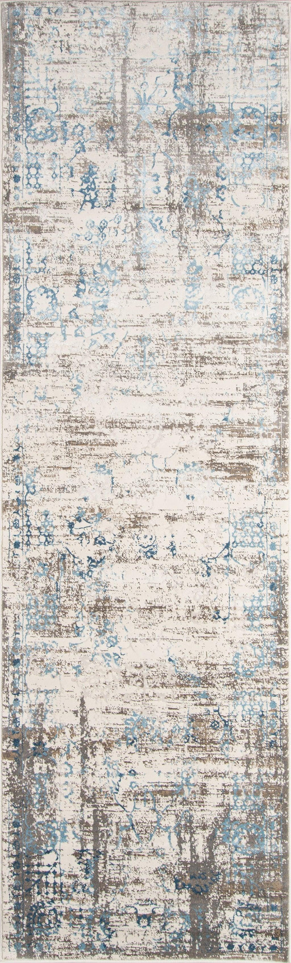 Juliet Blue Distressed Design Runner Rug - Modern Rug Importers