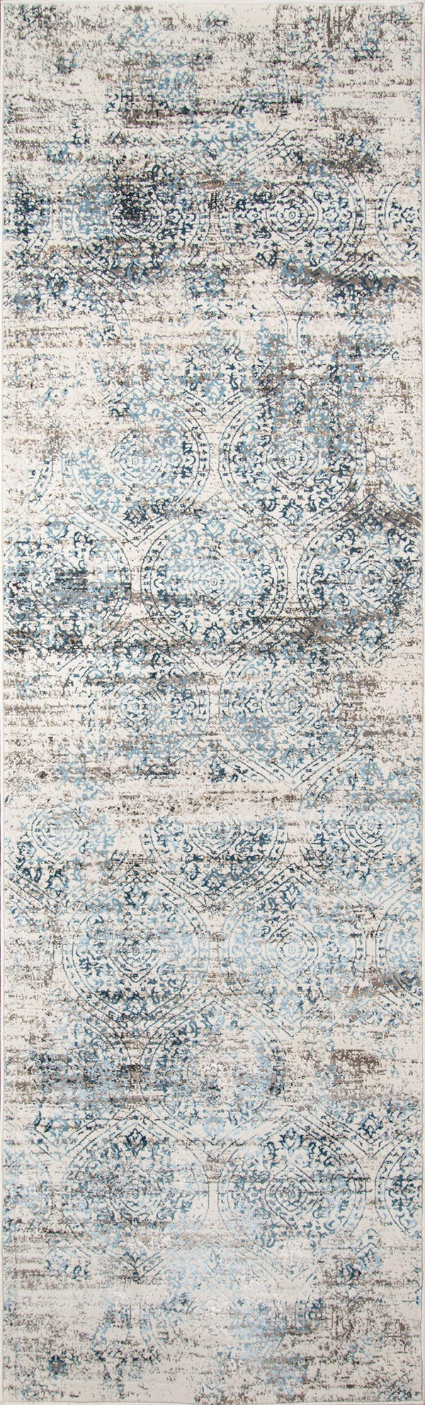 Juliet Blue Distressed Design Runner Rug - Modern Rug Importers