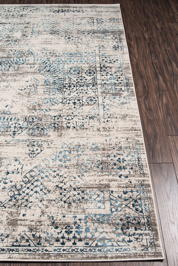 Juliet Blue Distressed Design Runner Rug - Modern Rug Importers