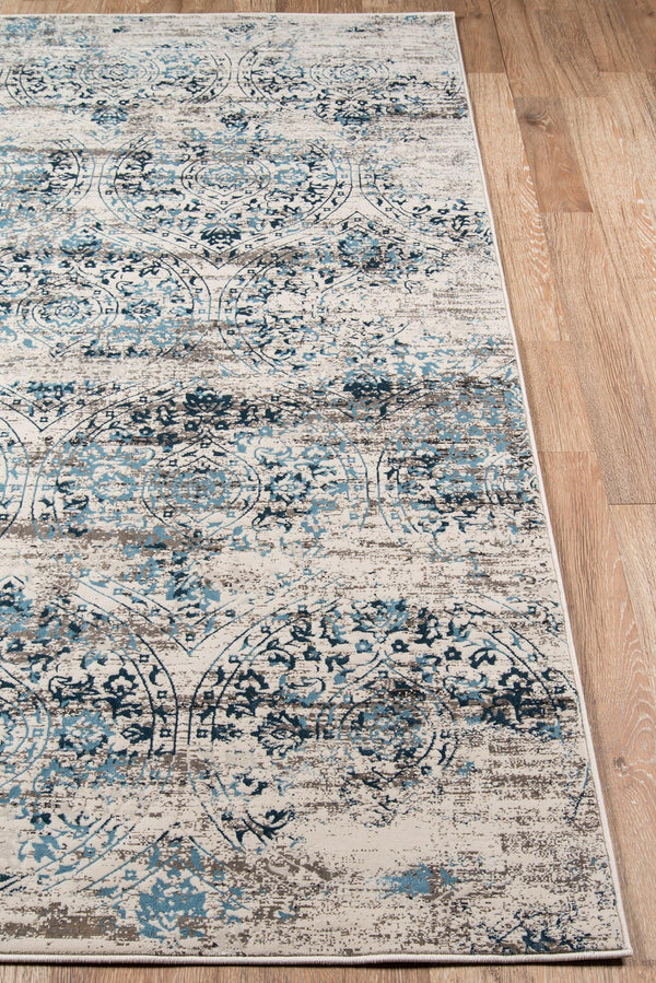 Juliet Blue Distressed Design Runner Rug - Modern Rug Importers