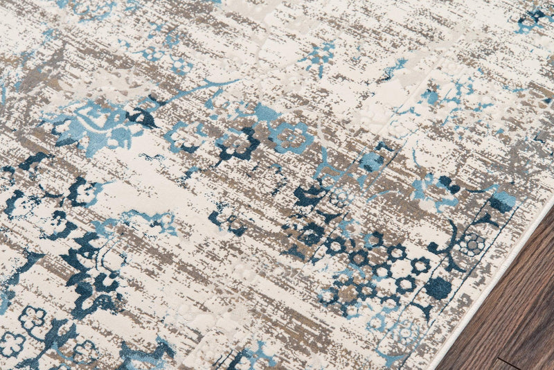 Juliet Blue Distressed Design Runner Rug - Modern Rug Importers