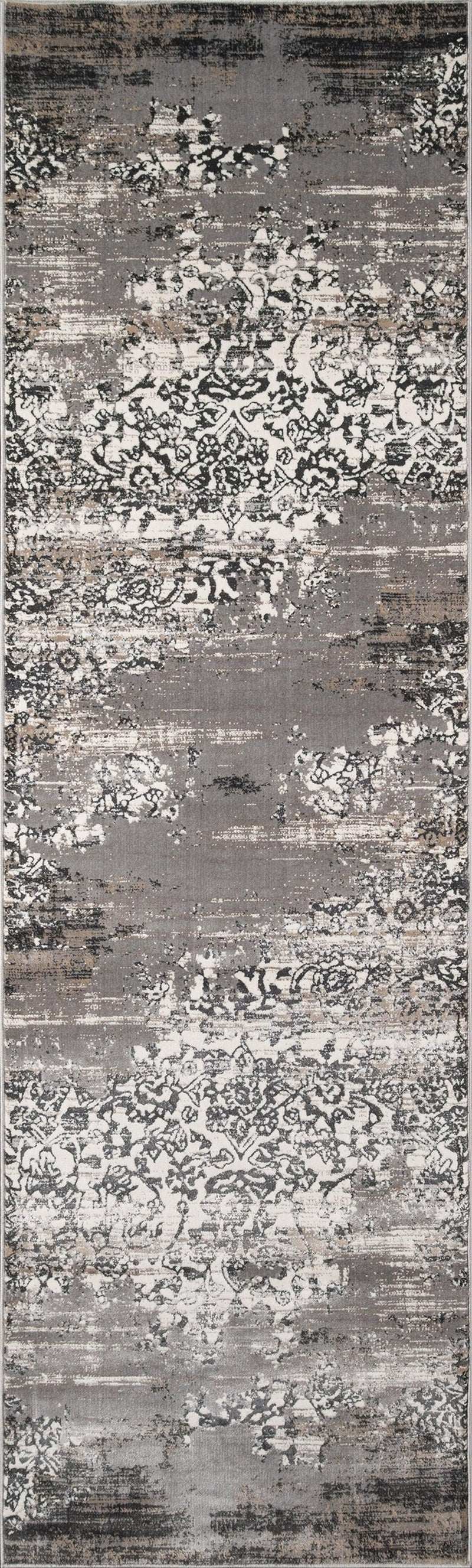 Juliet Grey Distressed Design Runner Rug - Modern Rug Importers