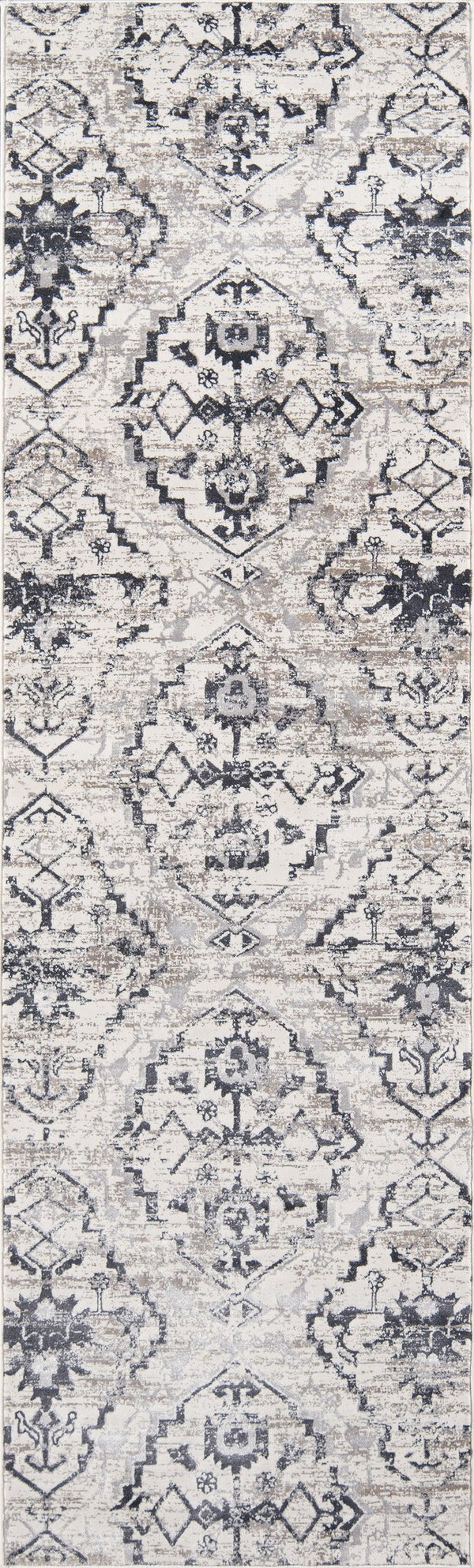 Juliet Ivory Designer Damask Runner Rug - Modern Rug Importers