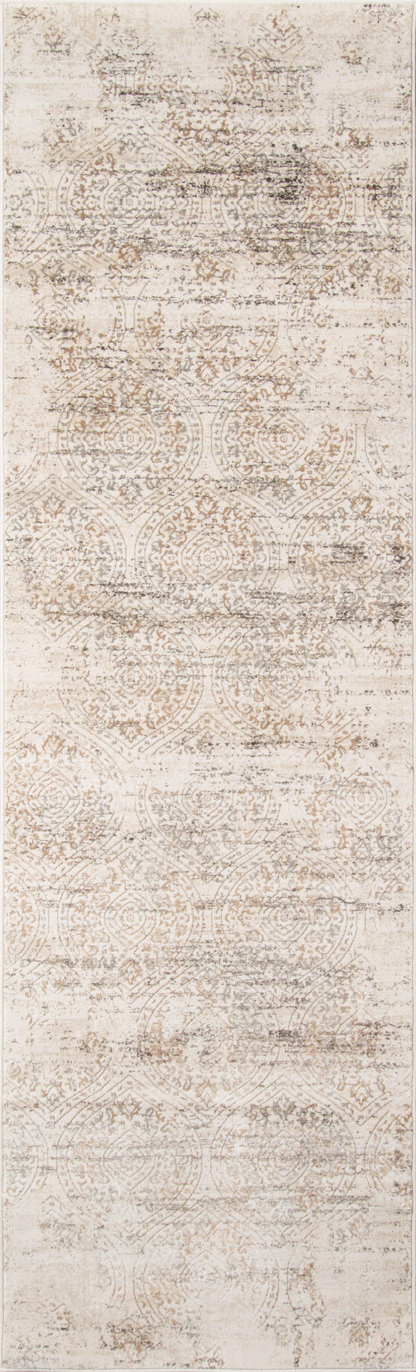 Juliet Ivory Distressed Design Runner Rug - Modern Rug Importers