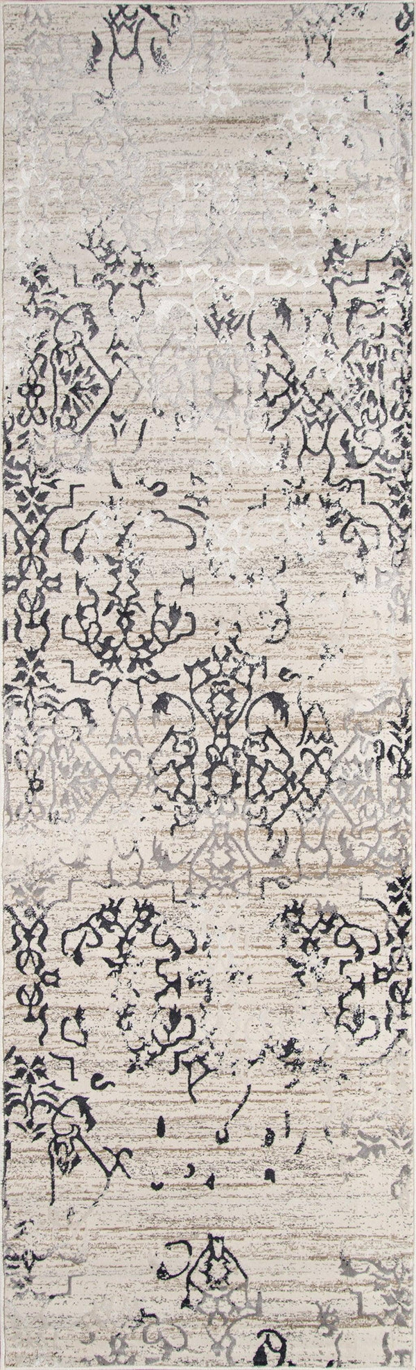 Juliet Ivory Distressed Design Runner Rug - Modern Rug Importers