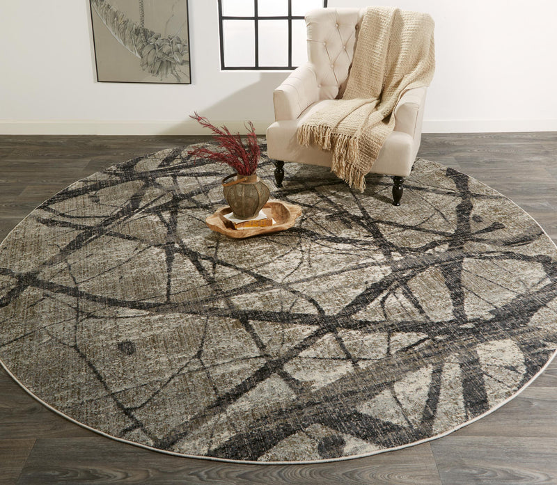 Kano Modern Abstract Rug, Warm Gray/Charcoal, 4ft - 3in x 6ft - 3in Area Rug - Modern Rug Importers