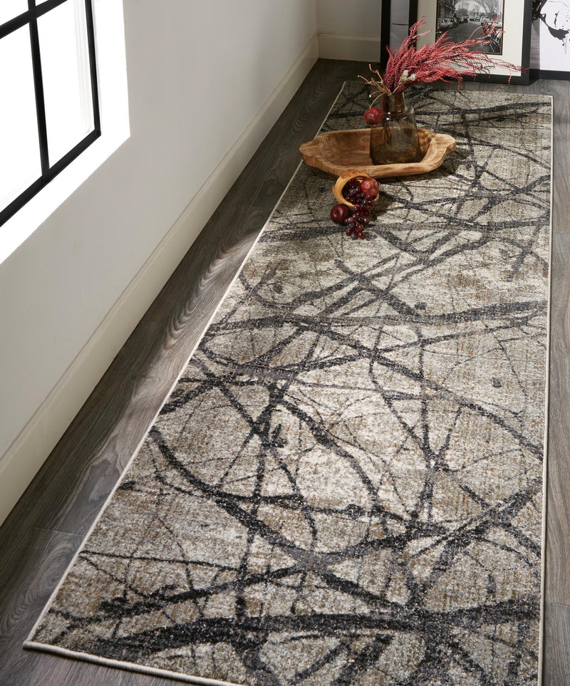 Kano Modern Abstract Rug, Warm Gray/Charcoal, 4ft - 3in x 6ft - 3in Area Rug - Modern Rug Importers