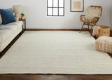 Keaton Handmade Wool Rug, Neutral Stripe, Light Gray, 9ft x 12ft Area Rug - Modern Rug Importers