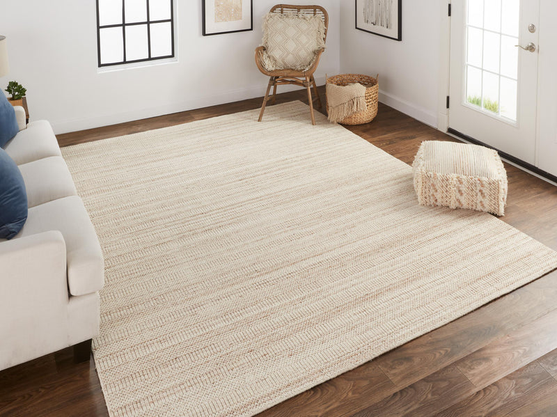 Keaton Handmade Wool Rug, Neutral Stripe, Tan/Beige, 9ft x 12ft Area Rug - Modern Rug Importers