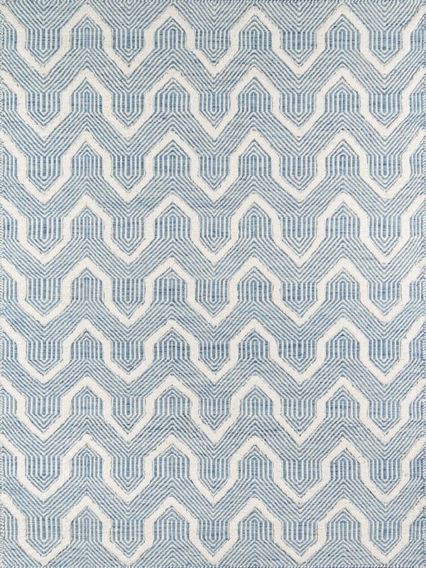 Langdon Blue Prince Hand Woven Geometric Area Rug - Modern Rug Importers