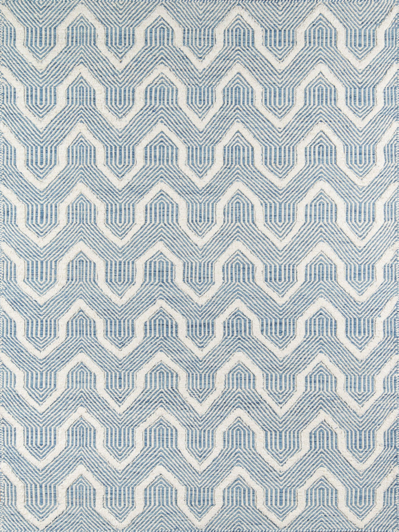 Langdon Blue Prince Hand Woven Geometric Area Rug - Modern Rug Importers