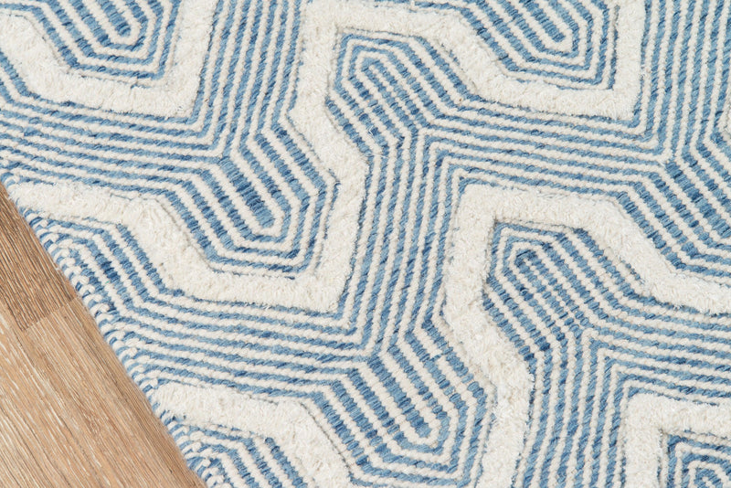 Langdon Blue Prince Hand Woven Geometric Area Rug - Modern Rug Importers