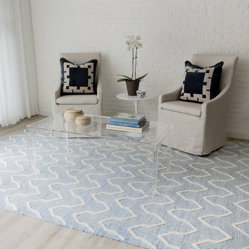 Langdon Blue Prince Hand Woven Geometric Area Rug - Modern Rug Importers