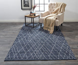 Lennox Modern Abstract Minimalist Rug, Navy Blue, 5ft x 8ft Area Rug - Modern Rug Importers