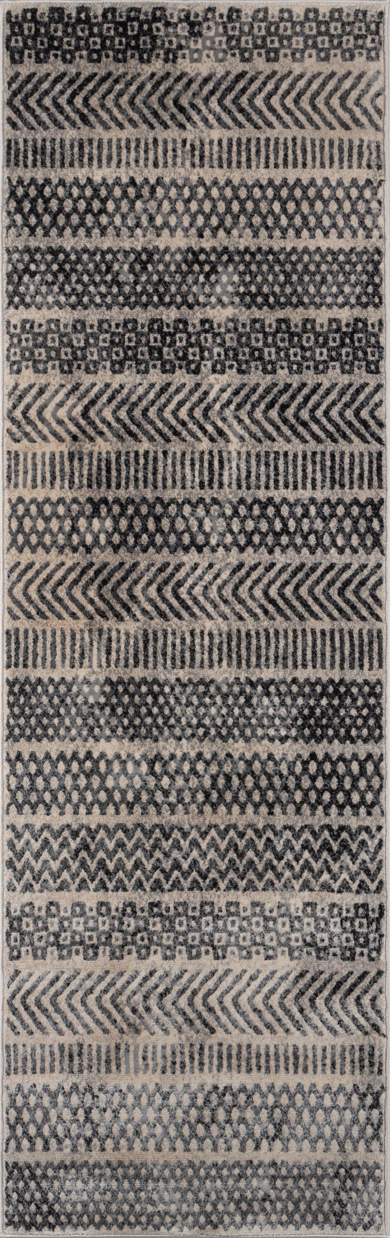 Logan Grey Designer Geometric Runner Rug - Modern Rug Importers