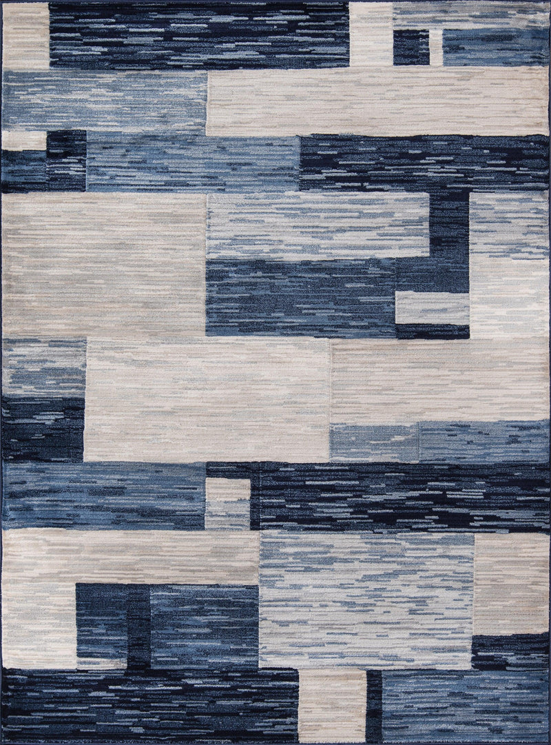 Logan Navy Designer Geometric Area Rug - Modern Rug Importers