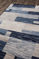 Logan Navy Designer Geometric Area Rug - Modern Rug Importers