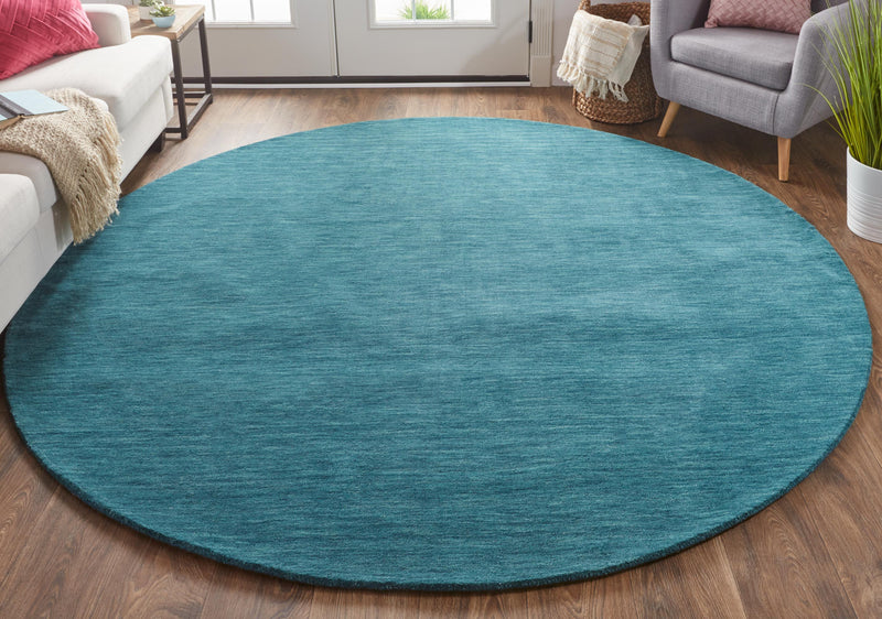 Luna Hand Woven Marled Wool Rug, Teal Blue/Green, 9ft-6in x 13ft-6in Area Rug - Modern Rug Importers