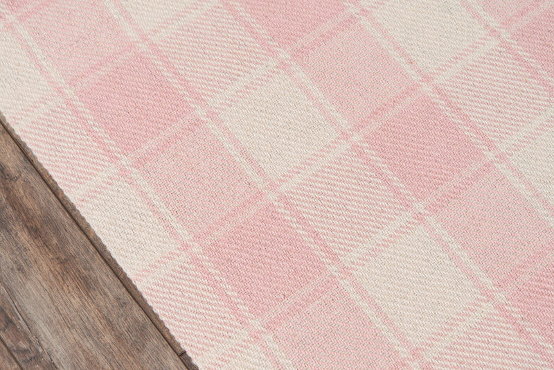 Marlborough Pink Charles Hand Woven Plaid Runner Rug - Modern Rug Importers