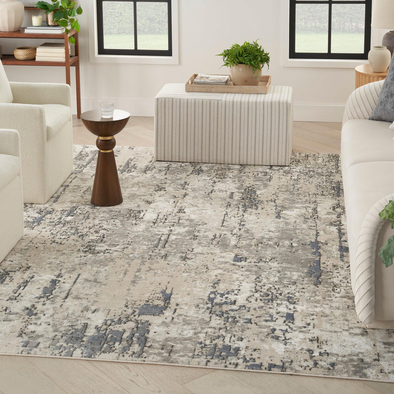 Nourison Quarry QUA01 Ivory Blue Grey Modern Indoor Rug