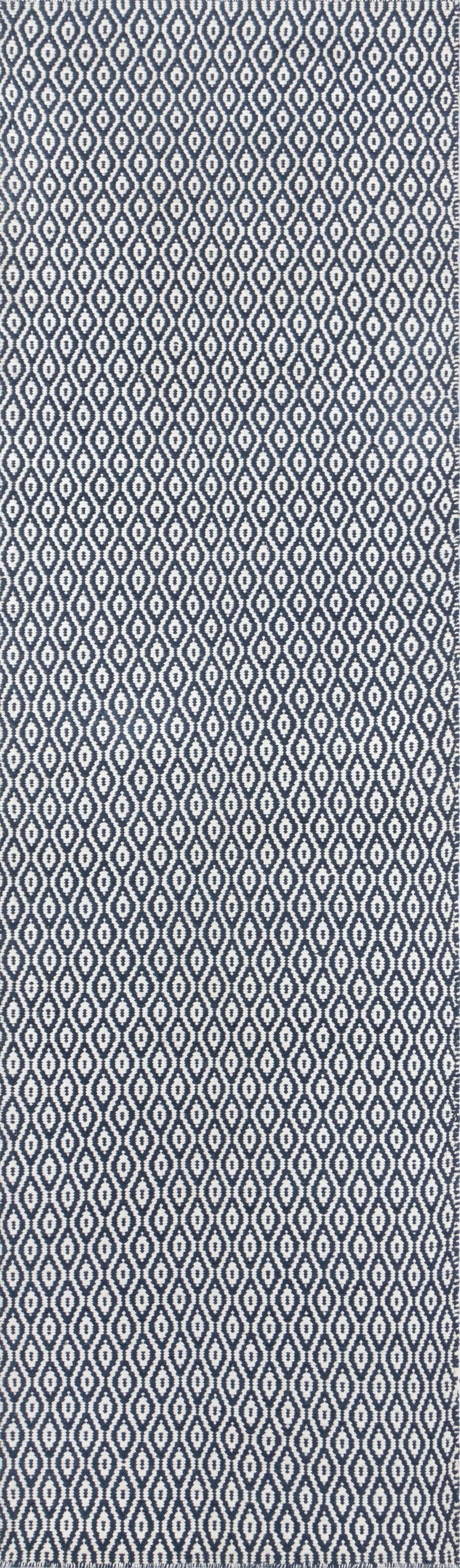 Newton Navy Davis Hand Woven Geometric Runner Rug - Modern Rug Importers