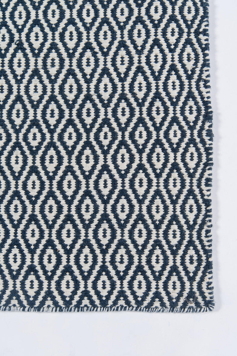 Newton Navy Davis Hand Woven Geometric Runner Rug - Modern Rug Importers