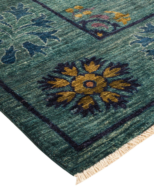 One-of-a-Kind Imported Hand-knotted Area Rug  - Green, 9' 3" x 9' 3" - Modern Rug Importers