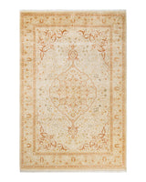 One-of-a-Kind Imported Hand-Knotted Area Rug  - Ivory, 6' 0" x 8' 10" - Modern Rug Importers