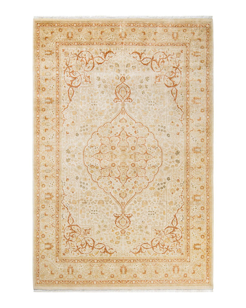 One-of-a-Kind Imported Hand-Knotted Area Rug  - Ivory, 6' 0" x 8' 10" - Modern Rug Importers