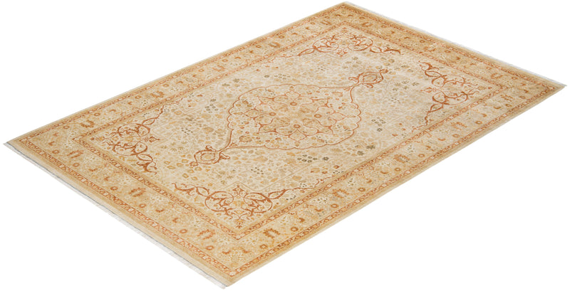 One-of-a-Kind Imported Hand-Knotted Area Rug  - Ivory, 6' 0" x 8' 10" - Modern Rug Importers