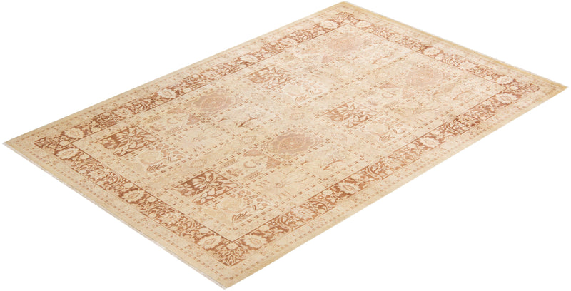 One-of-a-Kind Imported Hand-Knotted Area Rug  - Ivory, 6' 2" x 9' 1" - Modern Rug Importers