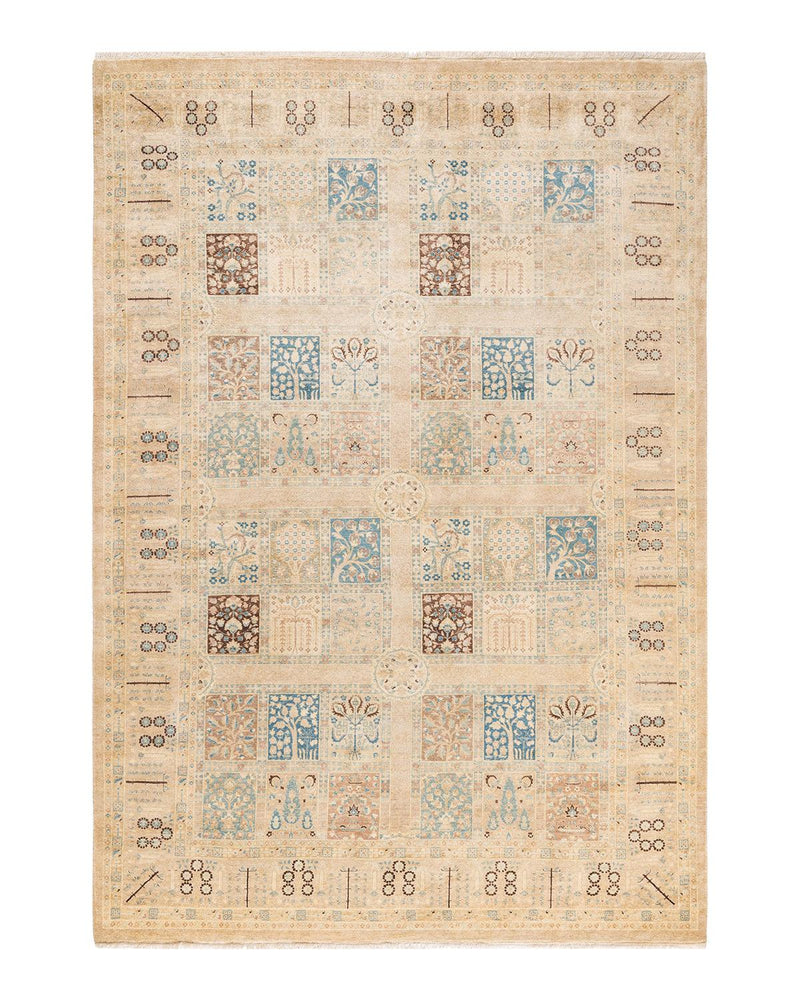 One-of-a-Kind Imported Hand-Knotted Area Rug  - Ivory, 6' 3" x 9' 1" - Modern Rug Importers