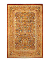 One-of-a-Kind Imported Hand-Knotted Area Rug  - Orange, 6' 1" x 9' 4" - Modern Rug Importers