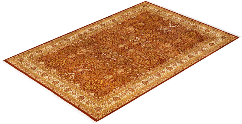 One-of-a-Kind Imported Hand-knotted Area Rug  - Orange,  6' 2" x 9' 2" - Modern Rug Importers