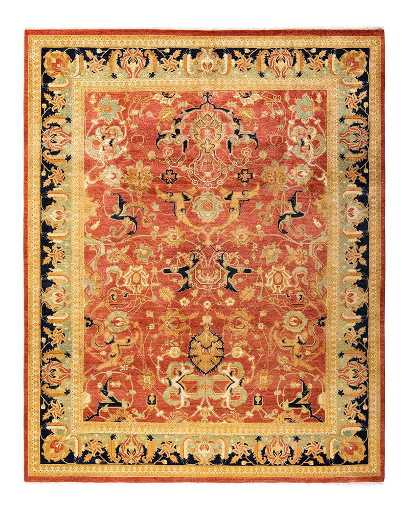 One-of-a-Kind Imported Hand-Knotted Area Rug  - Orange, 8' 0" x 10' 1" - Modern Rug Importers