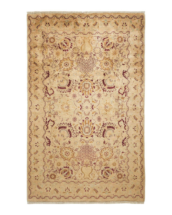 One-of-a-Kind Imported Hand-knotted Area Rug  - Yellow, 4' 1" x 6' 2" - Modern Rug Importers