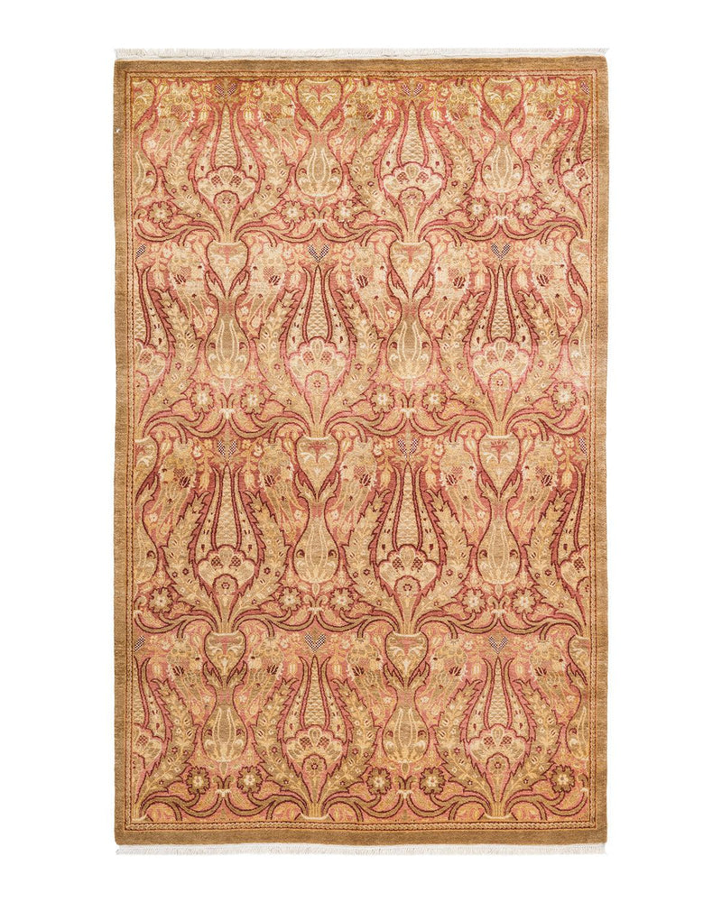 One-of-a-Kind Imported Hand-knotted Area Rug  - Yellow, 4' 2" x 6' 7" - Modern Rug Importers