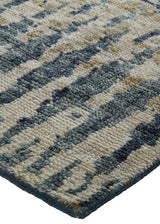 Palomar Luxe Hand Knot Abstract Area Rug, Denim Blue, 8x6in x 11x6in - Modern Rug Importers