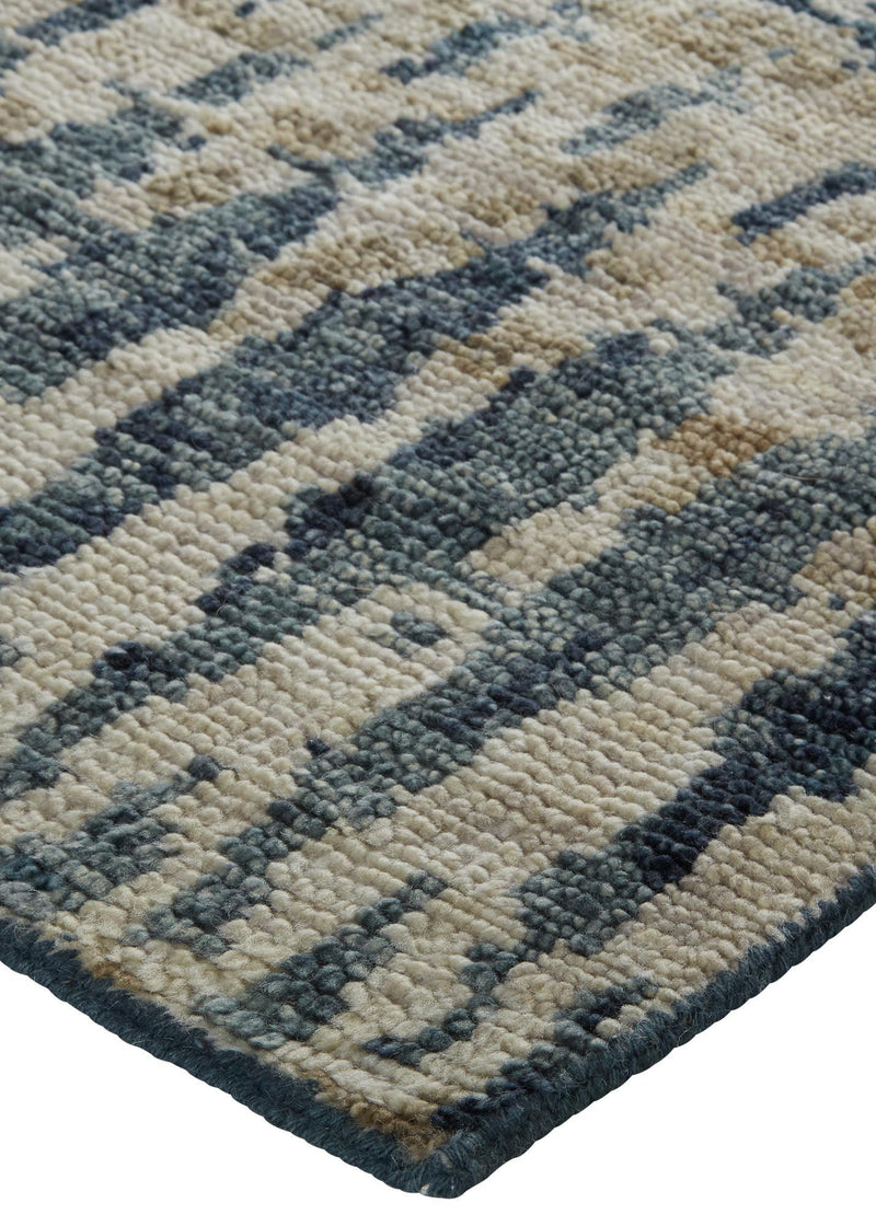 Palomar Luxe Hand Knot Abstract Area Rug, Denim Blue, 8x6in x 11x6in - Modern Rug Importers