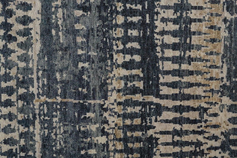 Palomar Luxe Hand Knot Abstract Area Rug, Denim Blue, 8x6in x 11x6in - Modern Rug Importers