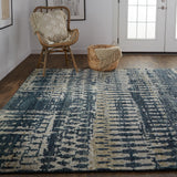 Palomar Luxe Hand Knot Abstract Area Rug, Denim Blue, 8x6in x 11x6in - Modern Rug Importers