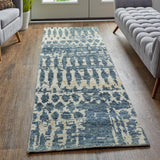 Palomar Luxe Hand Knot Abstract Area Rug, Denim Blue, 8x6in x 11x6in - Modern Rug Importers