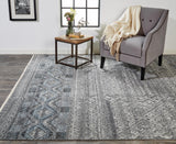 Payton Tribal Diamond Rug, Gray/Denim Blue, 5ft - 6in x 8ft - 6in Area Rug - Modern Rug Importers