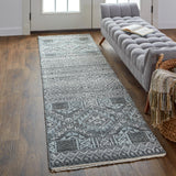 Payton Tribal Diamond Rug, Gray/Denim Blue, 5ft - 6in x 8ft - 6in Area Rug - Modern Rug Importers