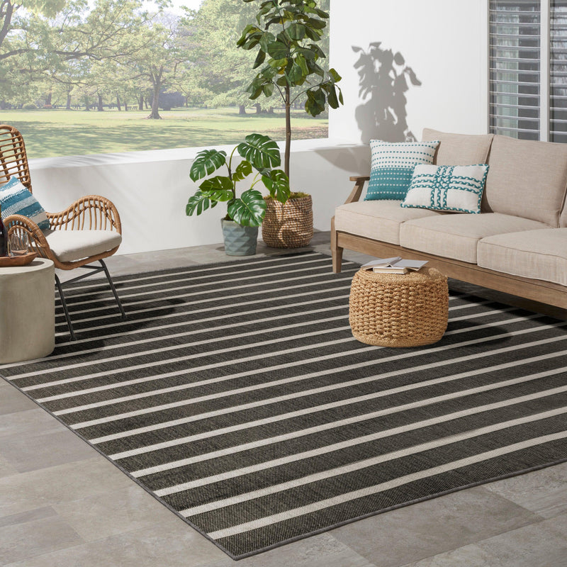 Nourison Positano POS03 Black Ivory Modern Rug