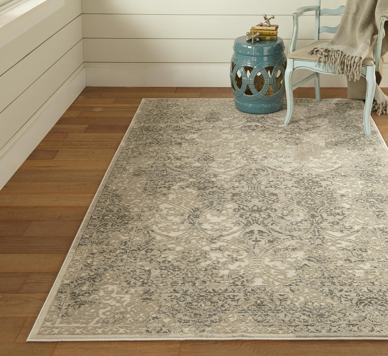 Prasad Distressed Ornamental Rug, Light Gray, 5ft x 8ft Area Rug - Modern Rug Importers