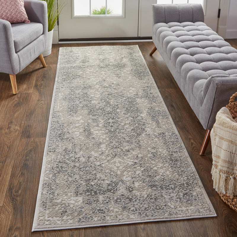 Prasad Distressed Ornamental Rug, Light Gray, 5ft x 8ft Area Rug - Modern Rug Importers