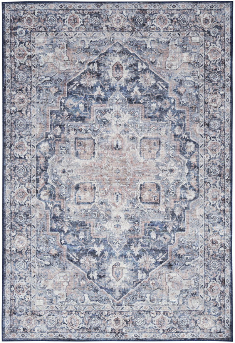 Nicole Curtis SR101 Machine Washable Series Ivory Navy Vintage Indoor Rug