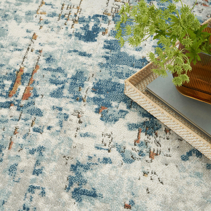 Nourison Quarry QUA01 Beige Blue Rust Modern Indoor Rug